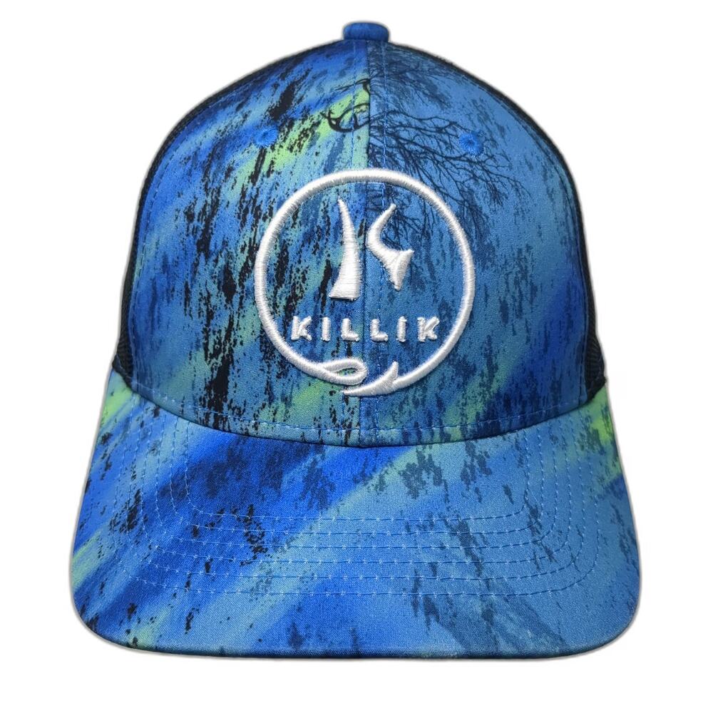 Killik Trucker Hat Blue Black Green White One Size Mesh Snapback Camo Gear